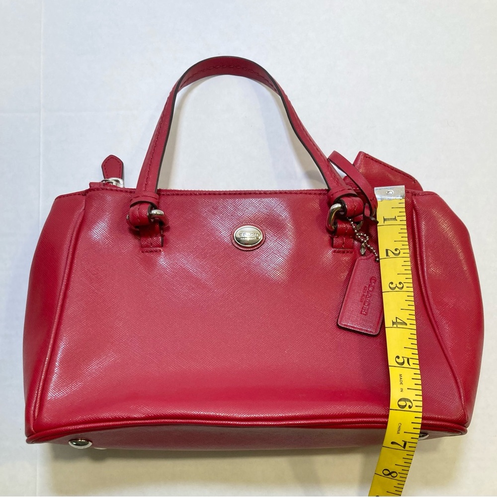 Coach Peyton Leather Mini Carryall Satchel Crossbody Bag in Red - Picture 14 of 16